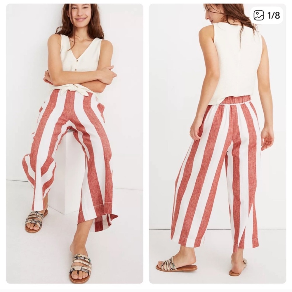 Madewell Huston Pull-On Crop Pants in Bold Stripe